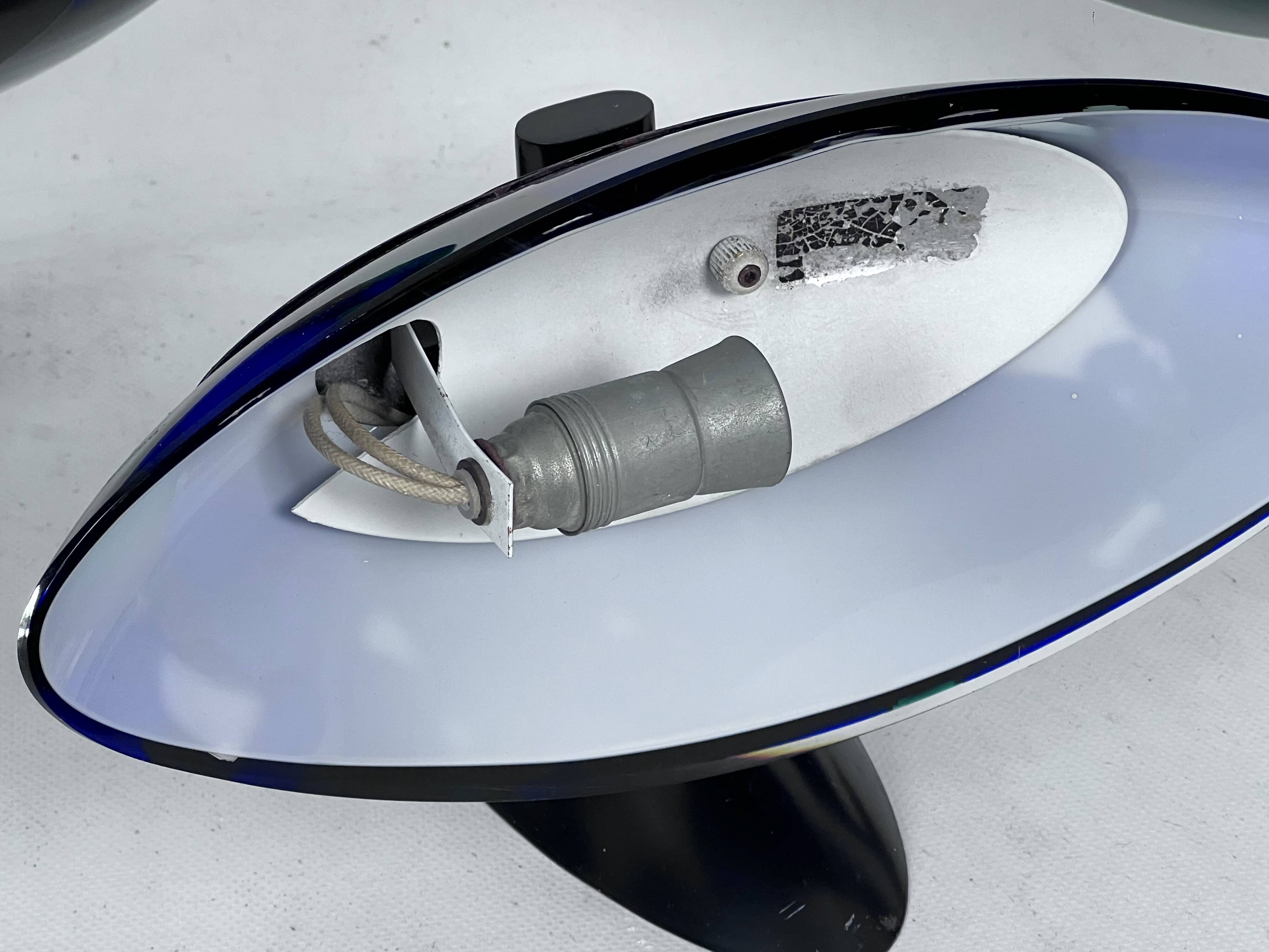 Ottavio Missoni, four large wall lamps in murano glass and metal. Italy 1980s