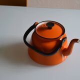 Vintage kettle orange enameled steel 1.5 liter