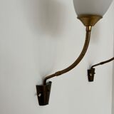 Pair of Brass and Opaline Glass Mid-Century Swedish Wall Lights