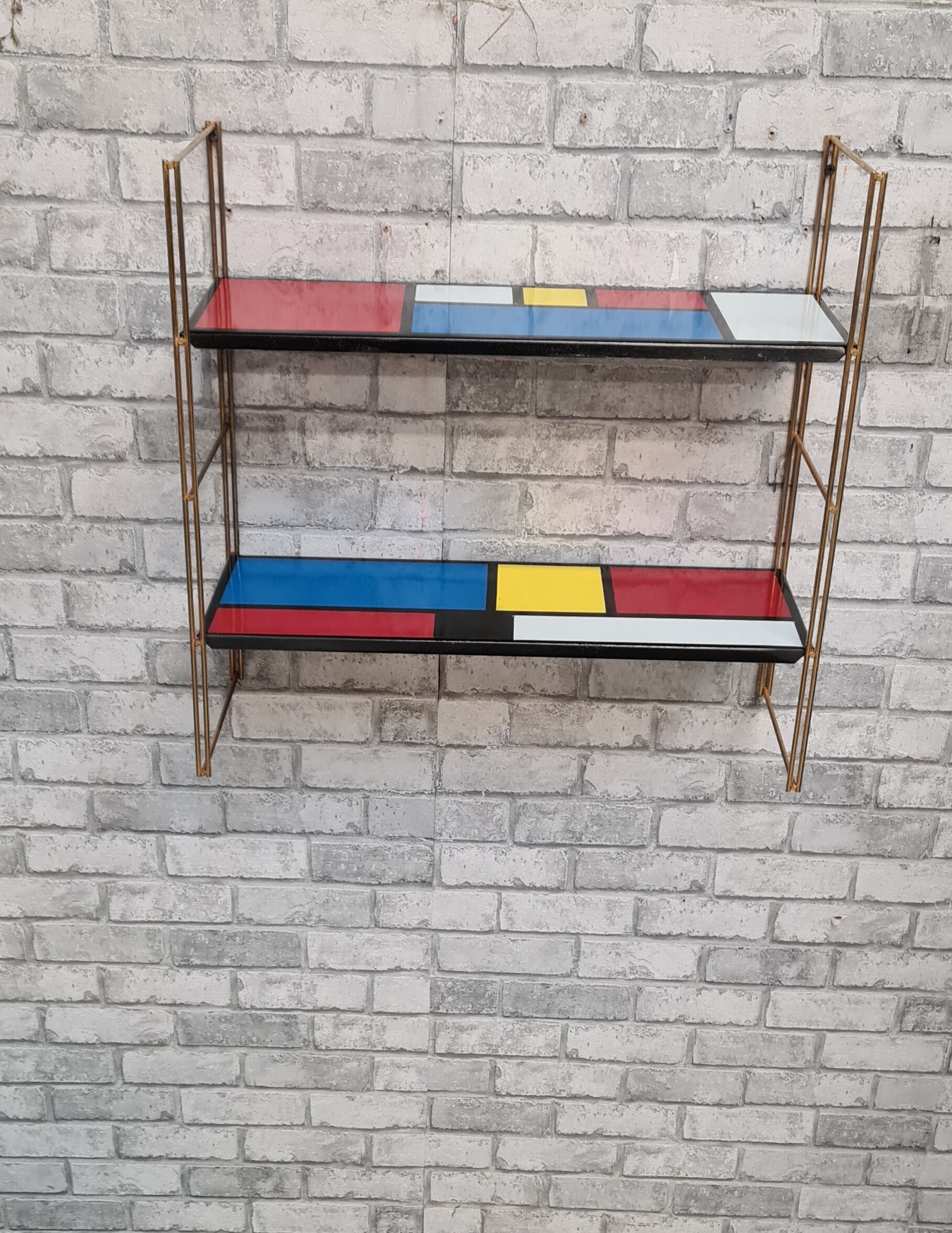 Floor string style piet mondrian gold studs. rare 47x49x16