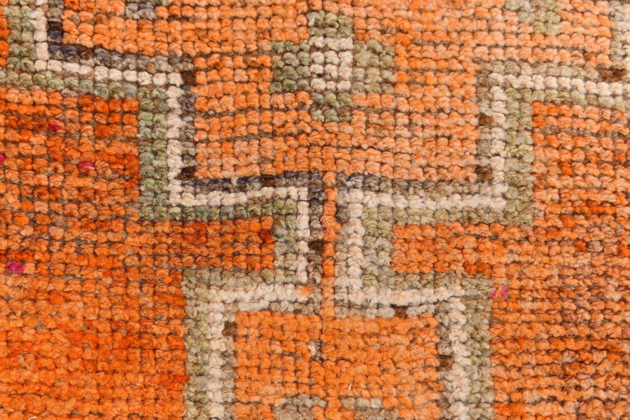 3x9 Vintage Brown & Orange Runner Rug, 84x285Cm