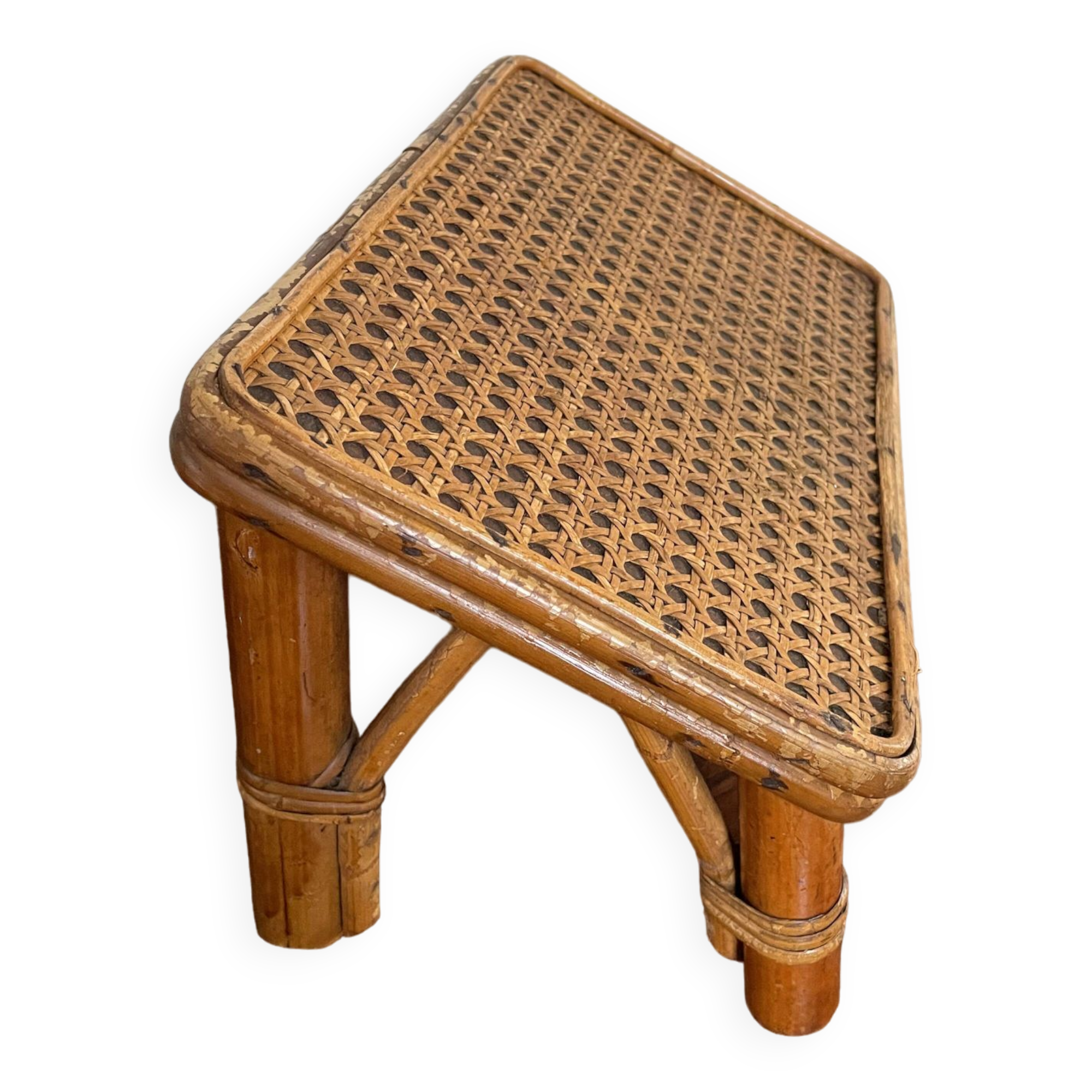 Rattan and cane footrest from the 1950s