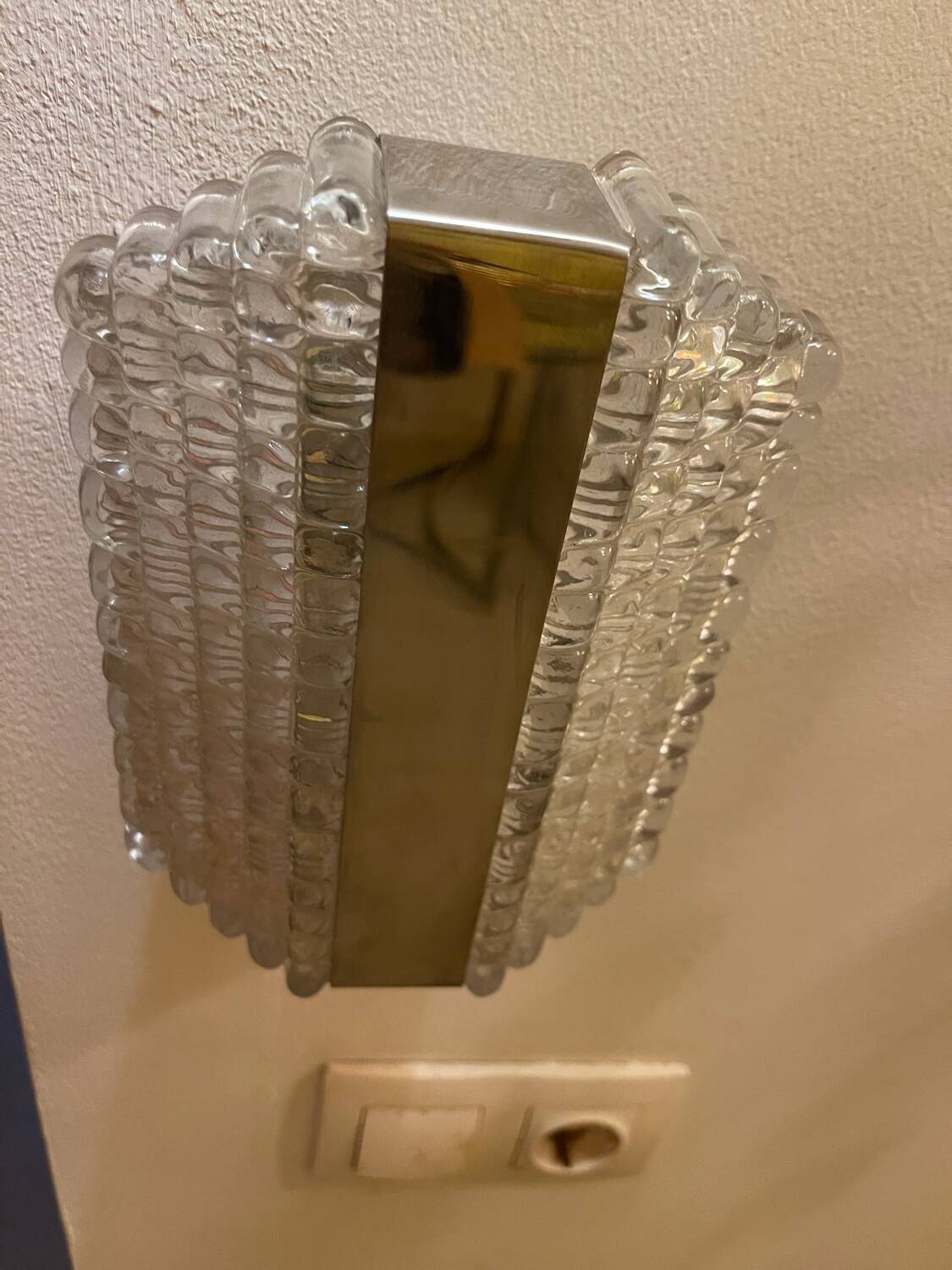 Kaiser Leuchten wall lamp ice glass 1970