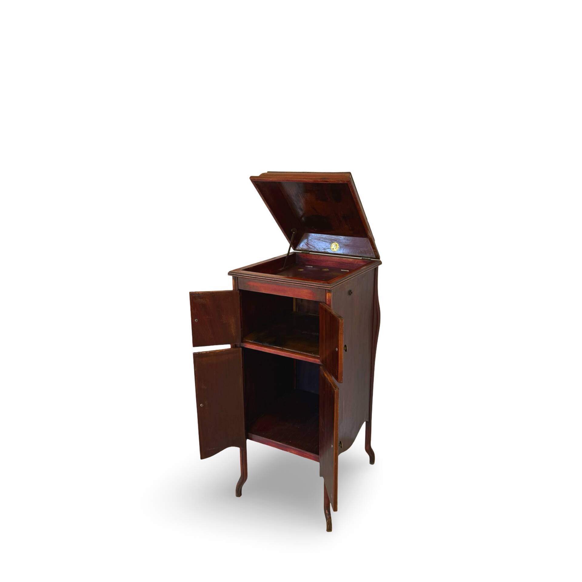 Italian floor-model upright phonograph cabinet, 1900s
