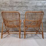 Pair of vintage bamboo armchairs