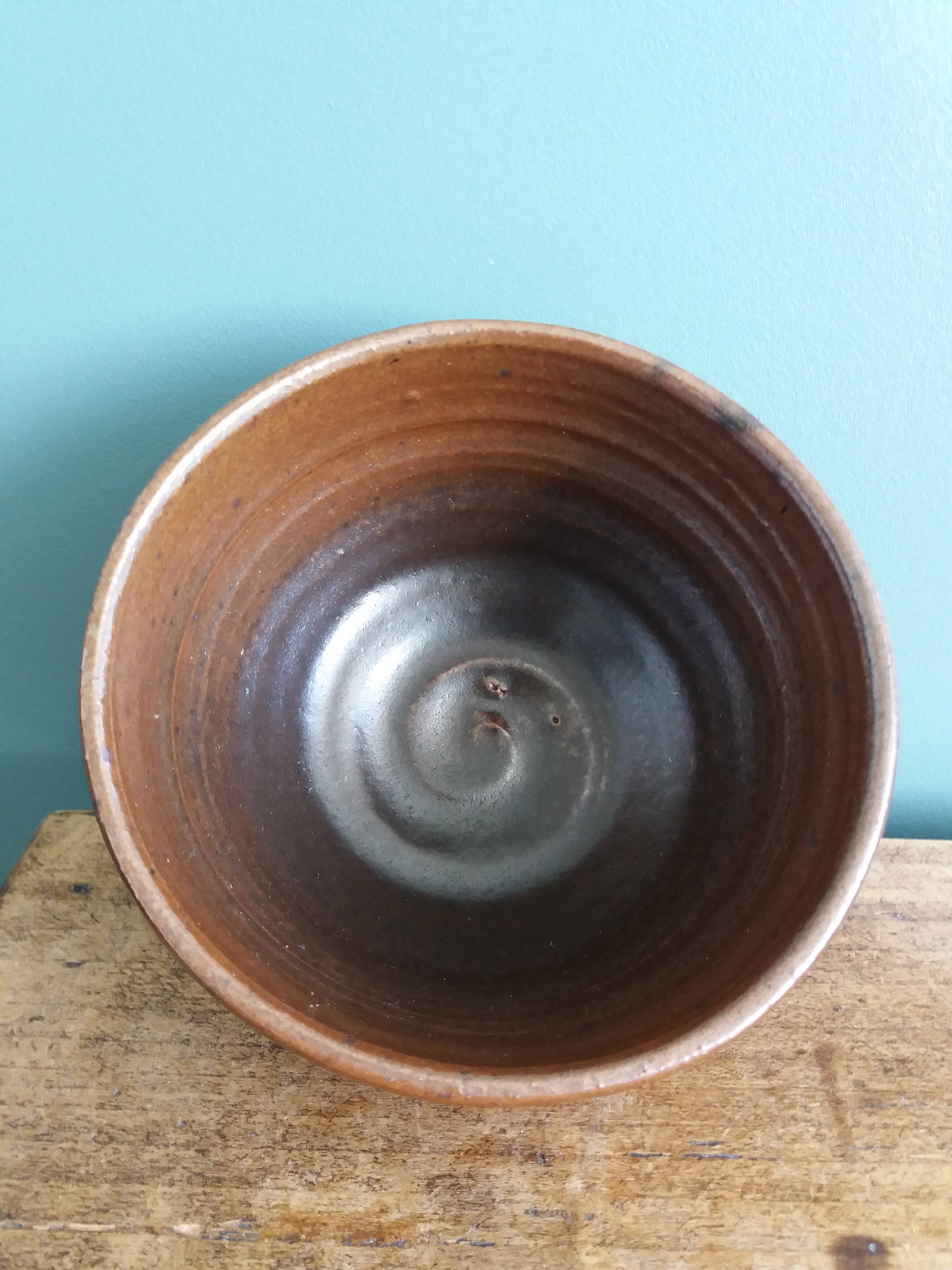 Bol coupelle en grès émaillé signé Fontgombault