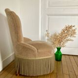 Beige velvet armchair