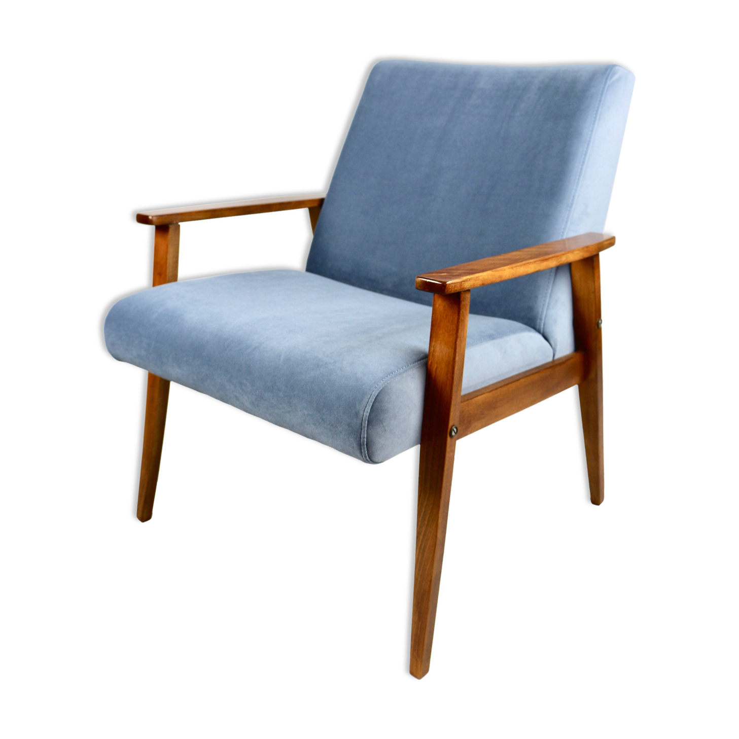 Vintage blue grey jade chair, 1970s