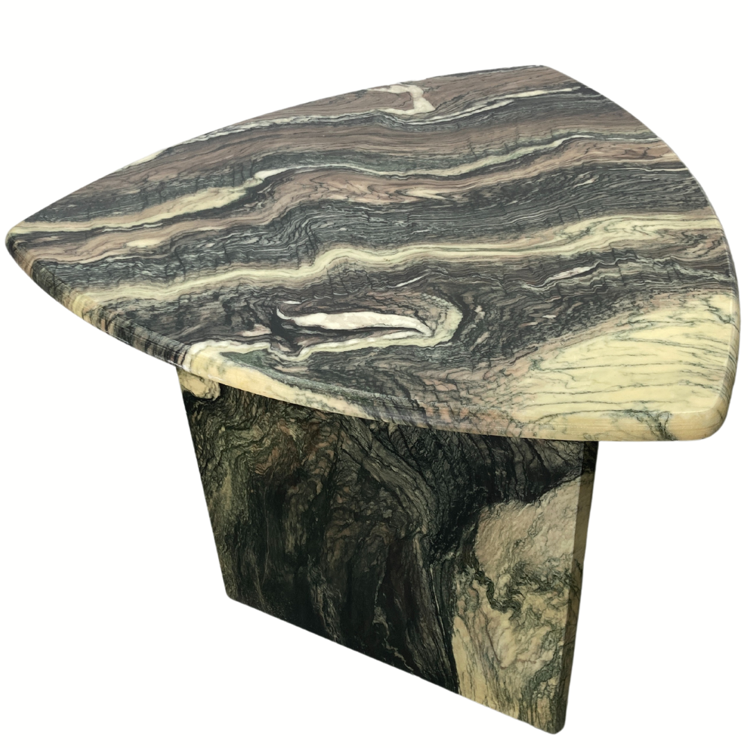 Cipollino marble kidney oval side table, Italy