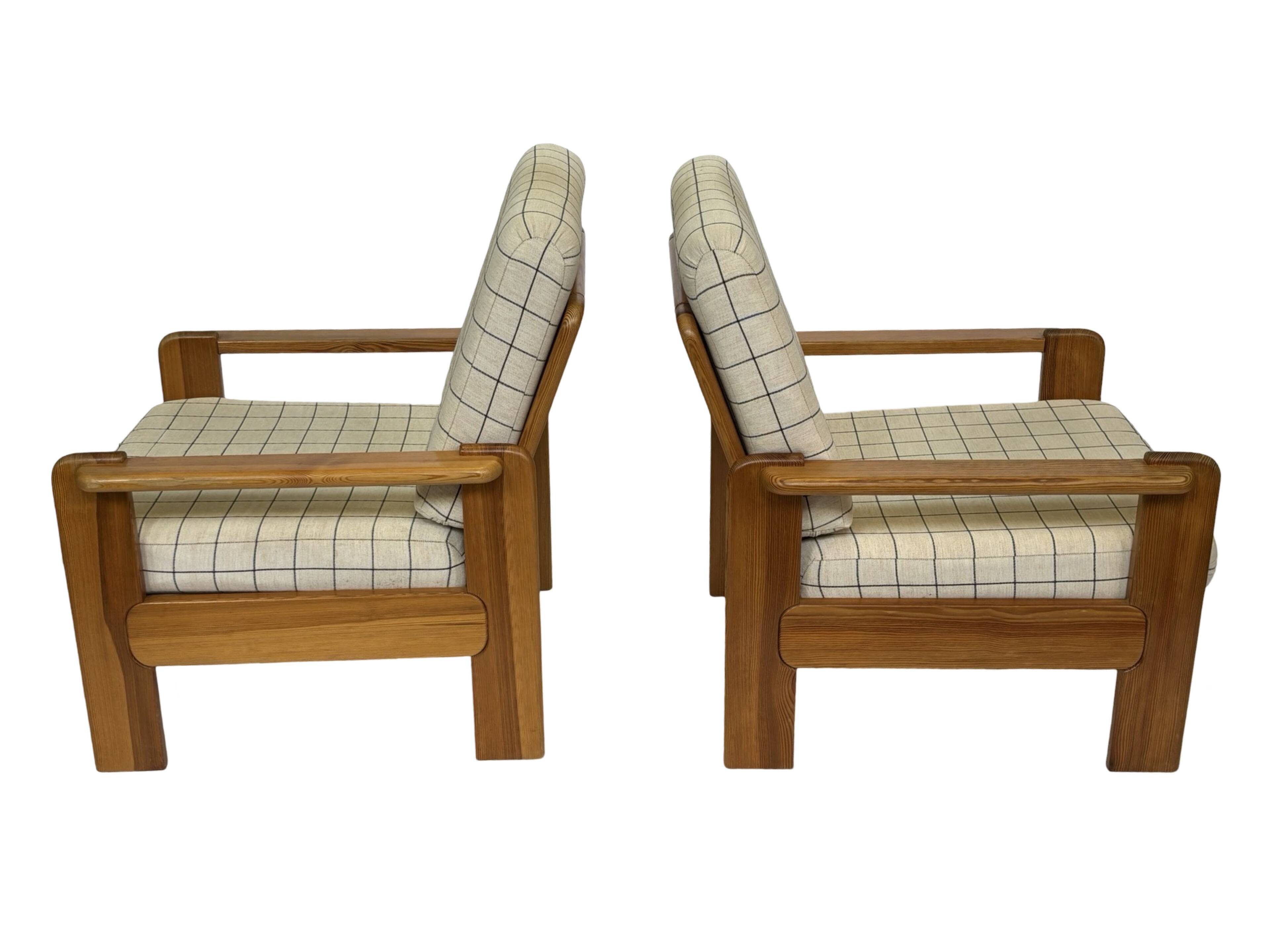 Vintage armchair set of 2 pinewood pine 70s design