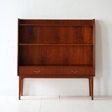 Bibliothèque scandinave en acajou avec tiroirs