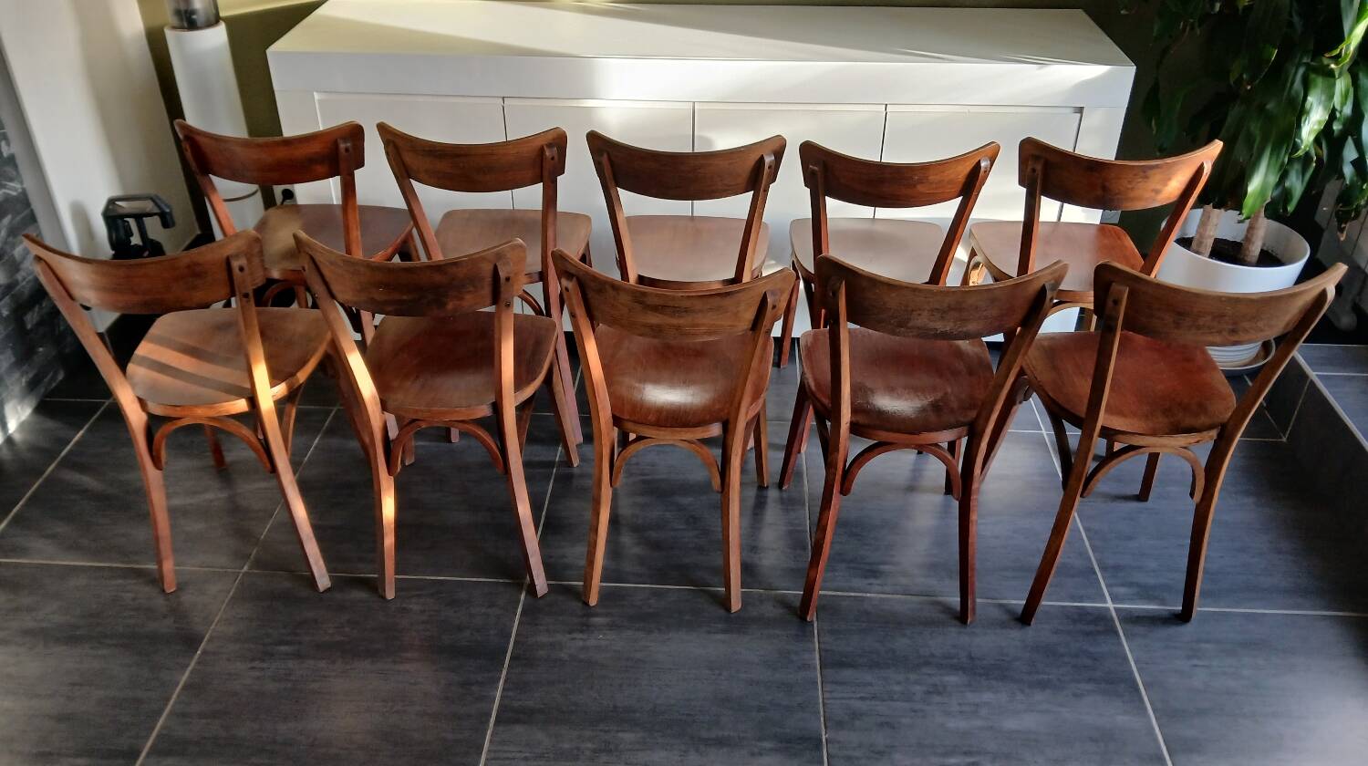 Set of 10 Luterma bistro chairs, 1960s.
