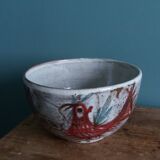 Empty pocket bowl signed Le Murier Gustave and Micheline Reynaud, Vallauris