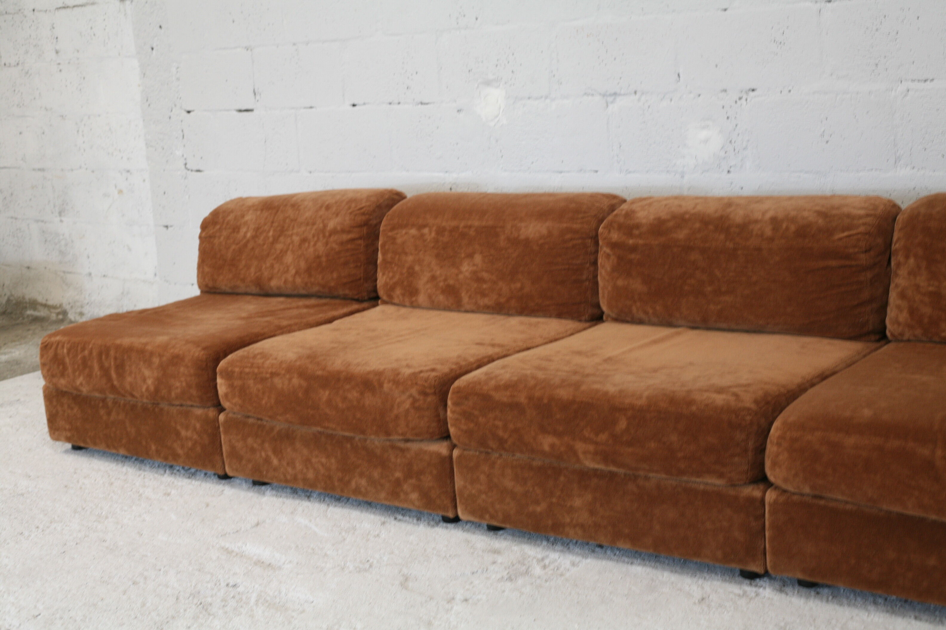 70s modular sofa, light brown velvet