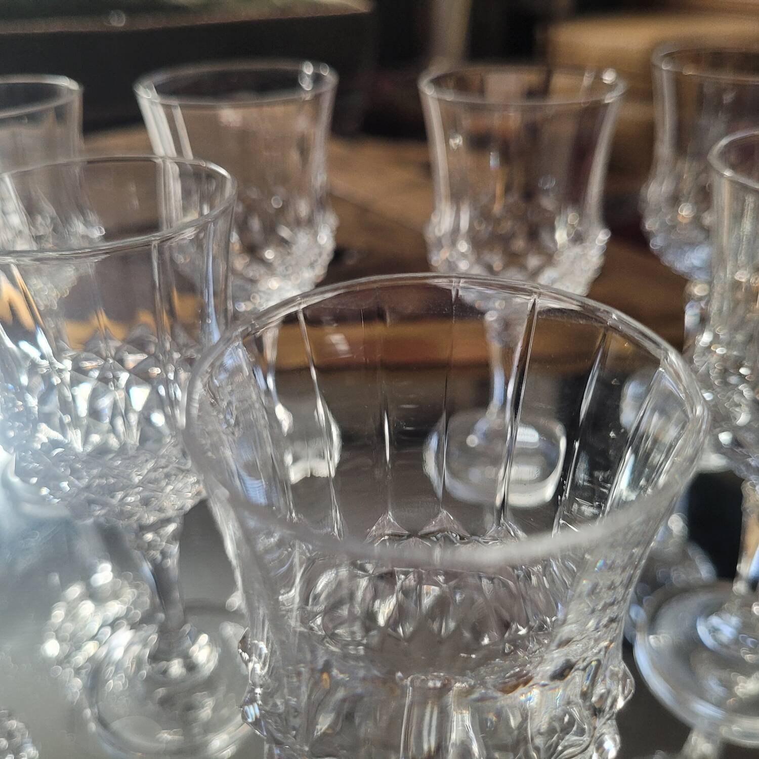 Set of 9 vintage liqueur glasses – baroque chic style – 1970s