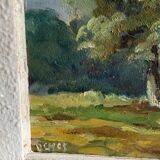 Framed wood painting