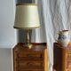 Small classic gold brass lamp with cream shade H48