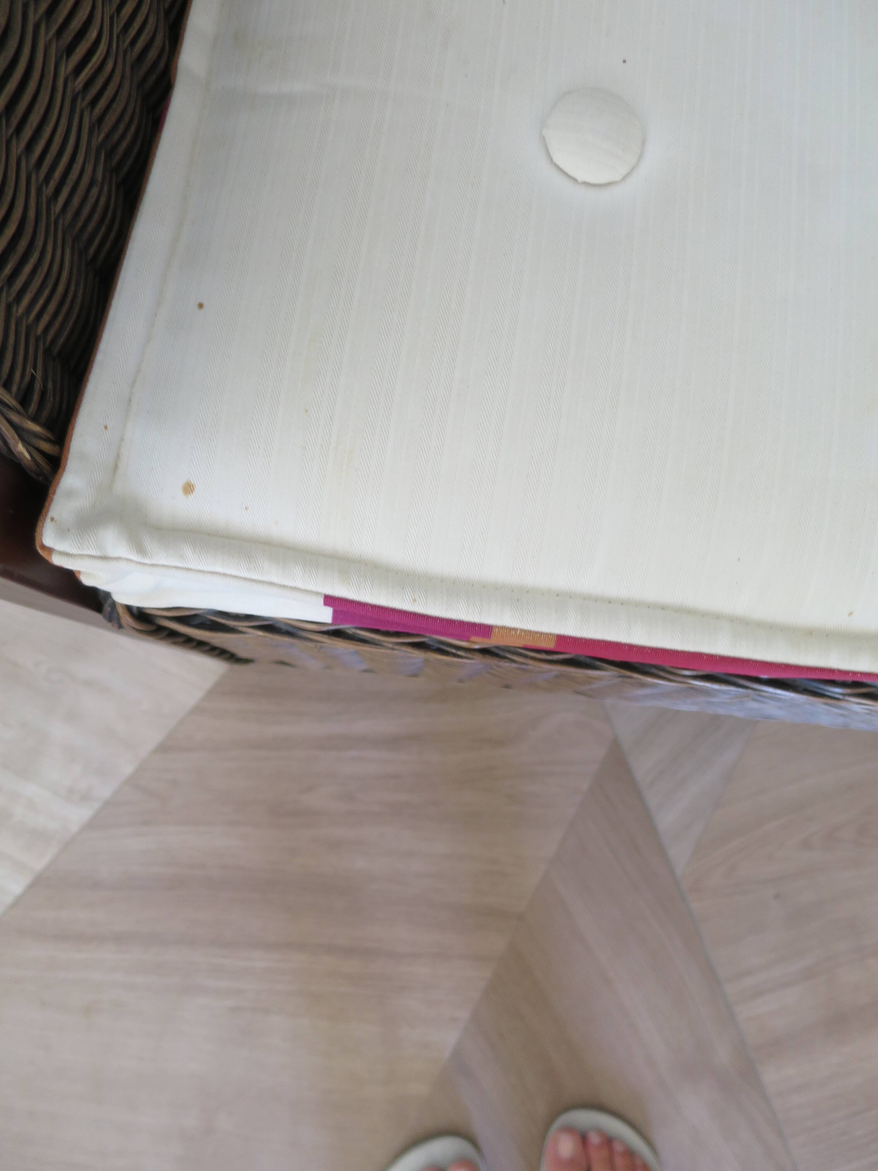 2 armchairs in woven rattan and wood, 1980s