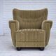1960s, Danish relax armchair, furniture velour, oak wood.