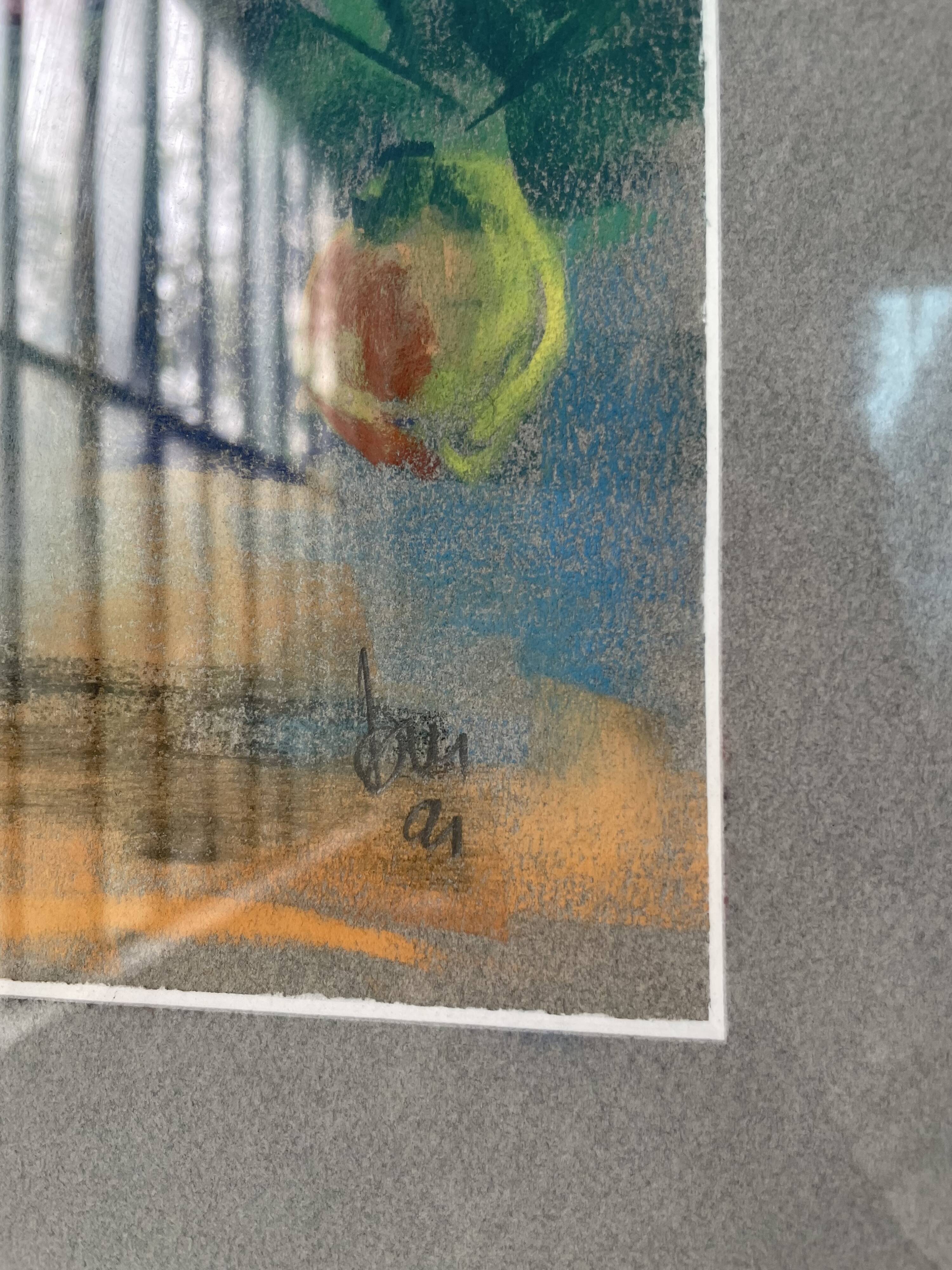 Oil chalk drawing flowers