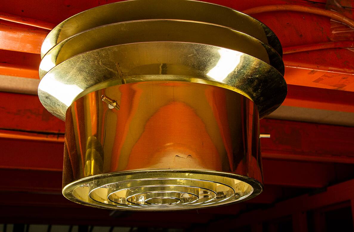 Pair of Danish brass ceiling lights model T742, Hans Agne Jakobson 1960.