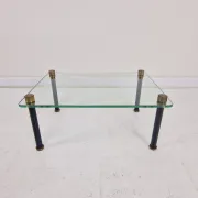 French Modernist Glass and Brass Display Tables with 'P. Andrieux', 1930's