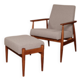 Fauteuil et ottoman en tissu bouclé par H.Lis