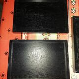 Set of 5 used rectangular wooden serving trays