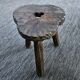 Brutalist wooden tripod stool