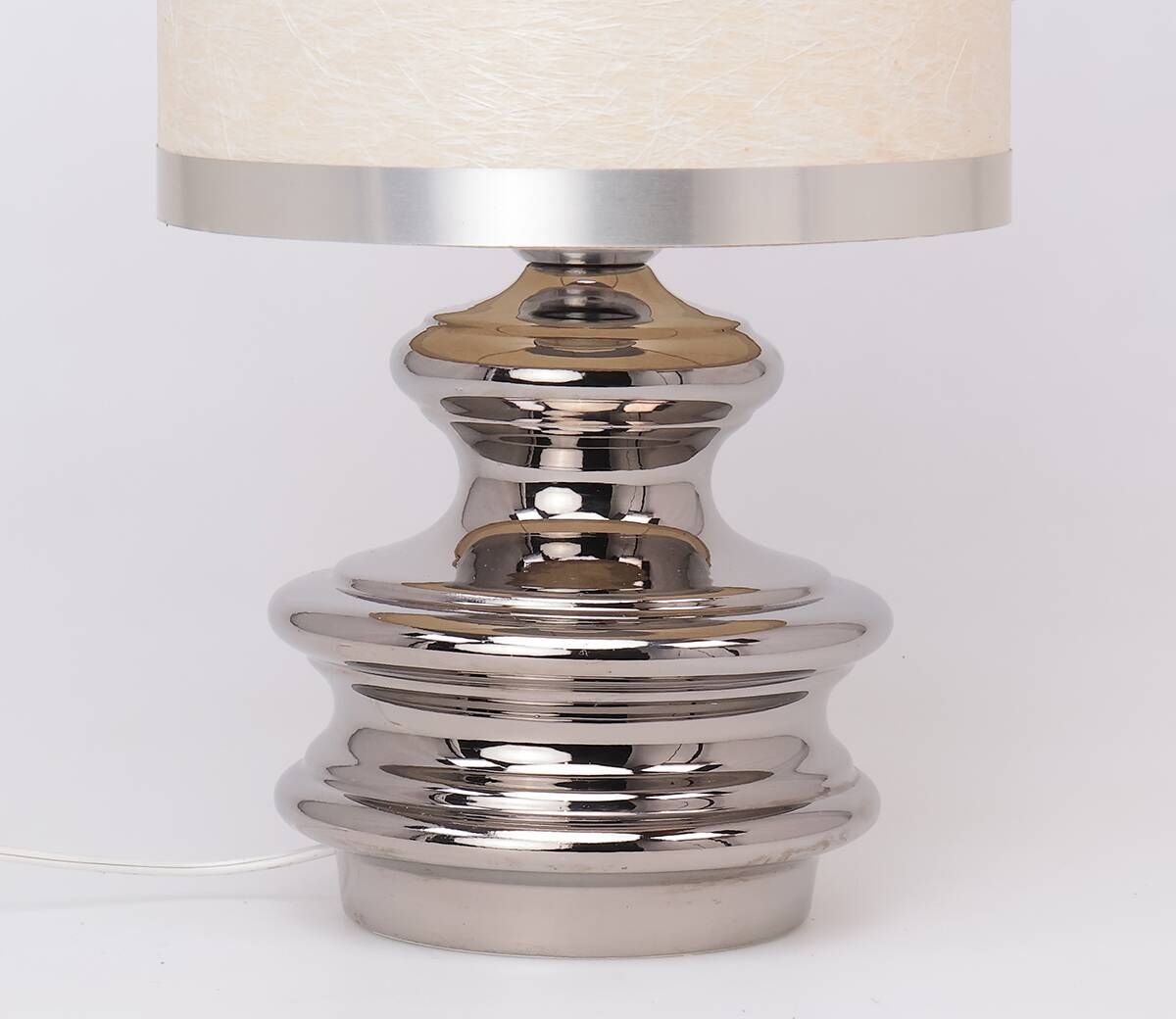 Lampe de table en céramique argentée vintage, années 1970