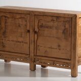 Haut buffet ancien en bois de pin (vers 1920)