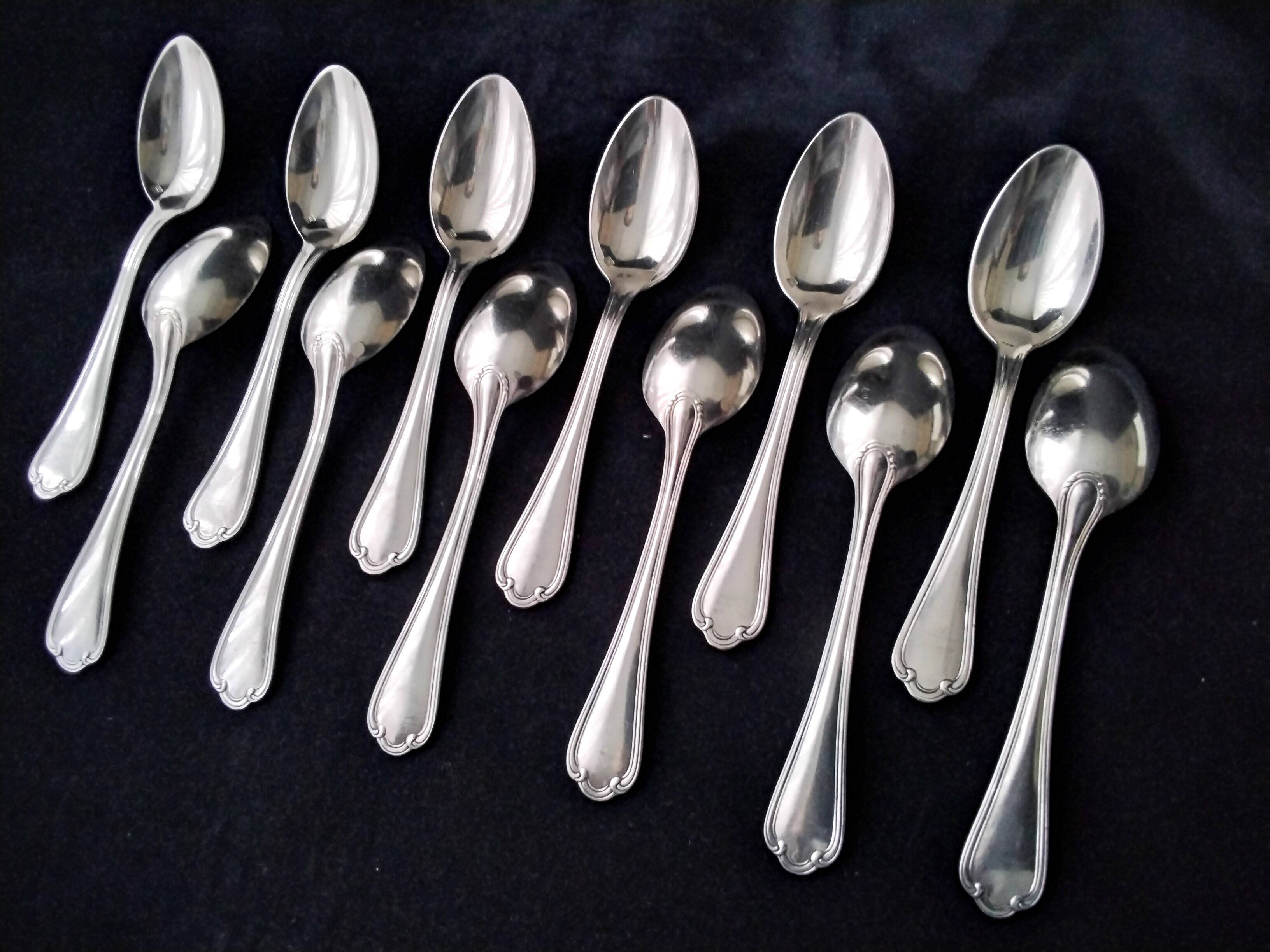 12 silver metal teaspoons Ercuis Sully model