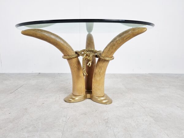 table centrale ou table d’appoint vintage en fausse défense, années 1970