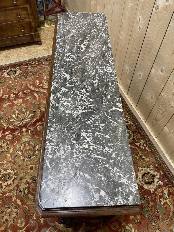 Desserte - Console en chêne massif Napoléon III marbre gris veiné