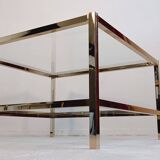 Italian 1970'S coffee table in brass and glass with 2 trays