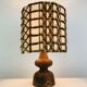 Temde Leuchten brutalist lamp, wood and wool from the 1960s.