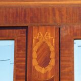 Old wardrobe with marquetry 2 mirror doors