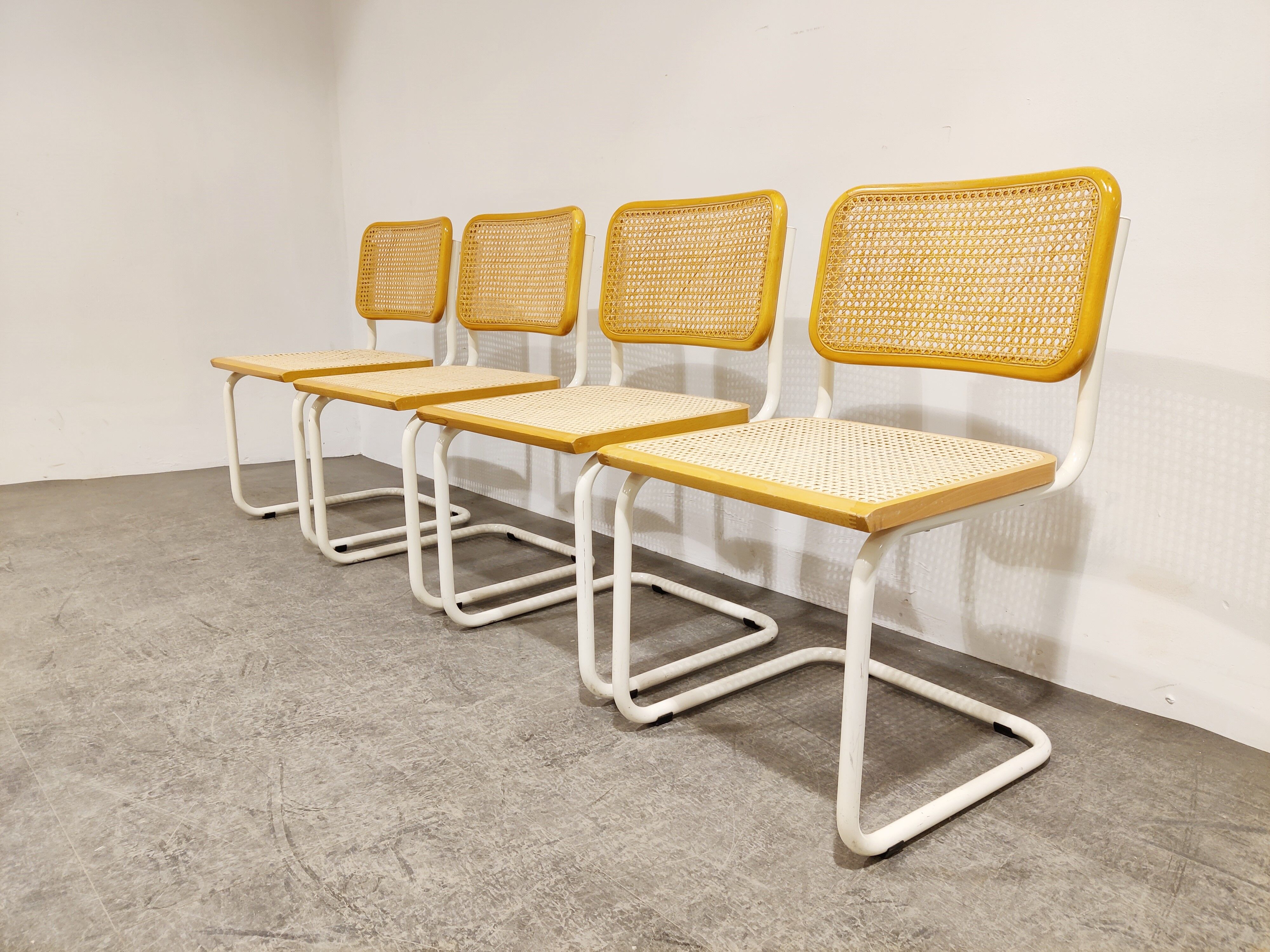 Set of 4 vintage Marcel Breuer Cesca chairs, made in italy, 1970s