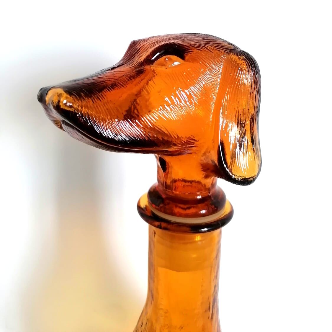 Glass dachshund decanter from Empoli, Italy 1960