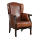 Classic vintage wingback chair in sheepskin and wood