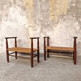 Pair of benches - Straw cantous
