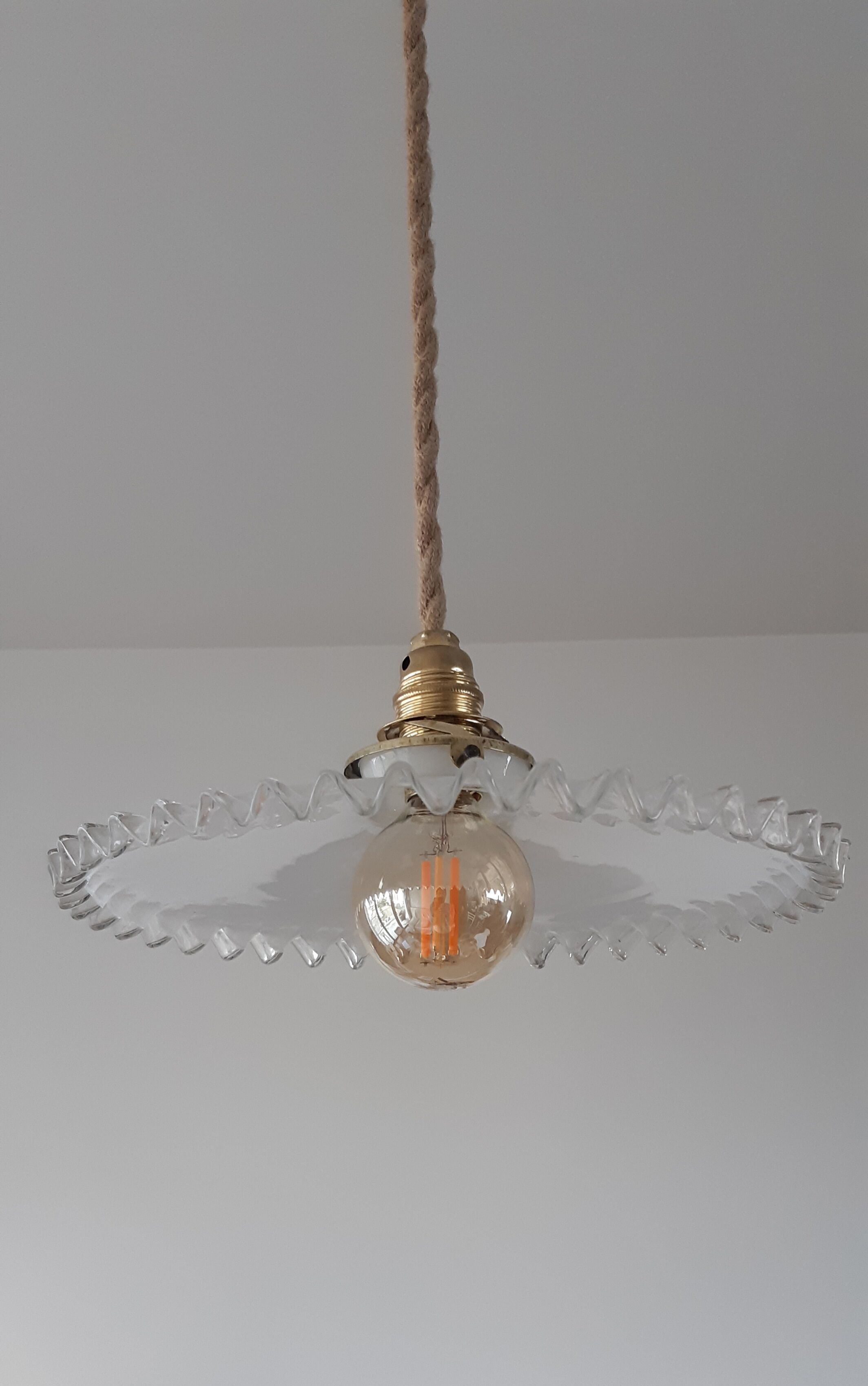 Opaline white glass hanging lamp