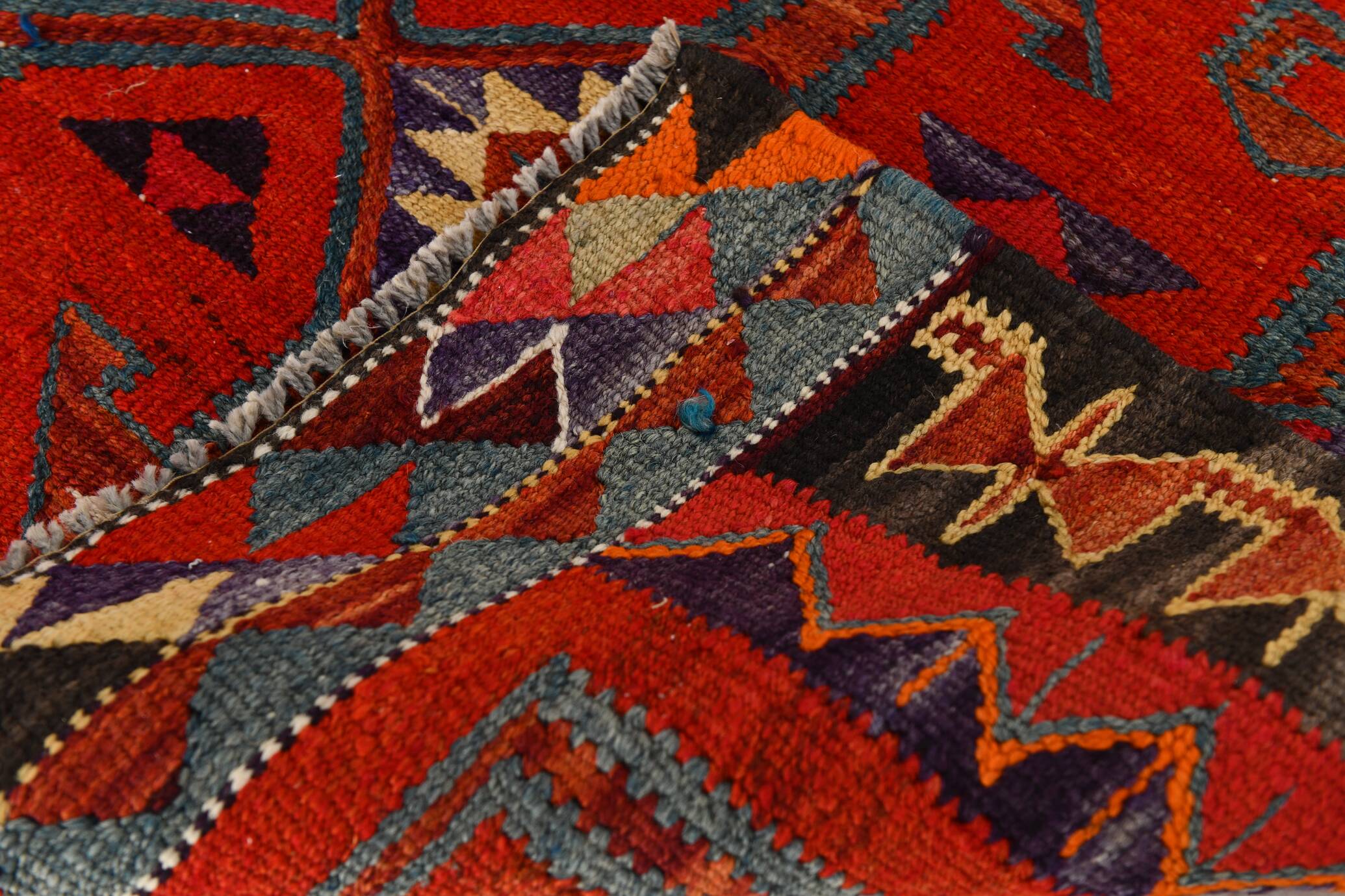 Burgundy & Red Vintage Runner Rug, 99x352Cm