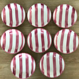 8 assiettes rayures rose