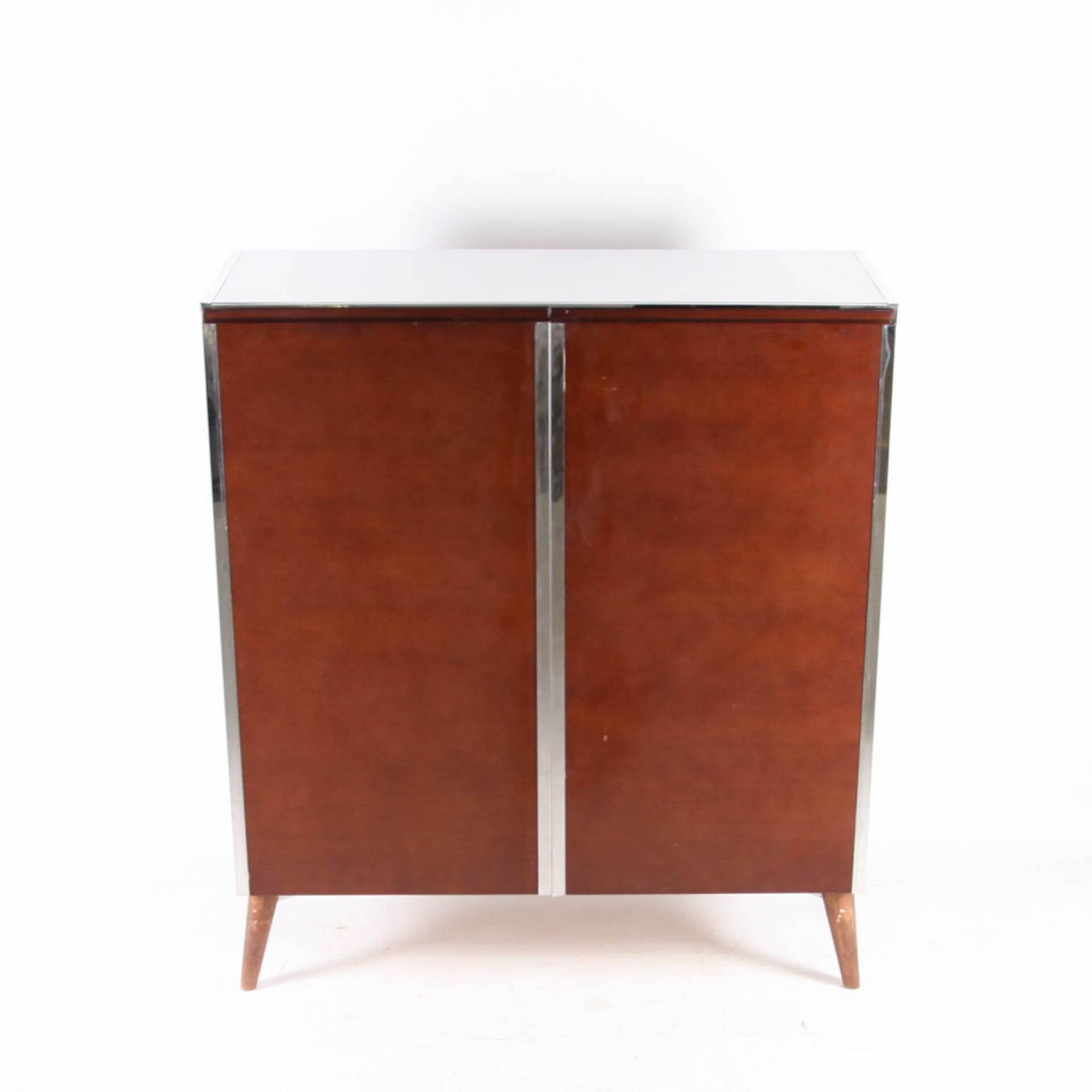 Petite armoire bois et chrome 