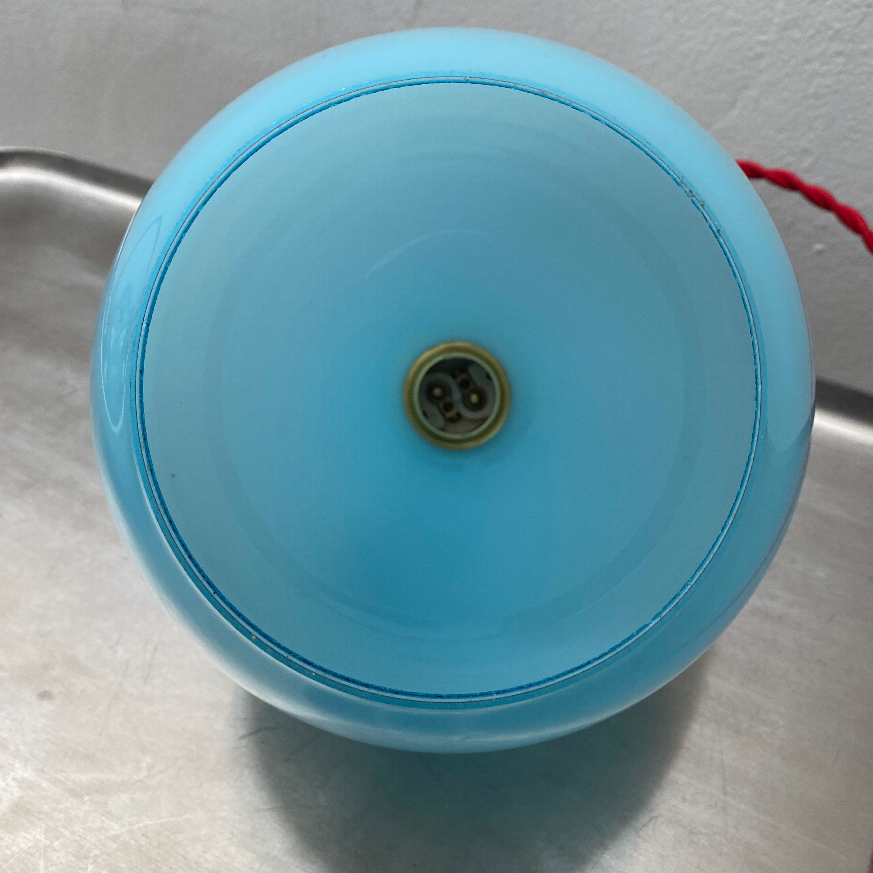 Lot 3 vintage blue opaline hanging lamps