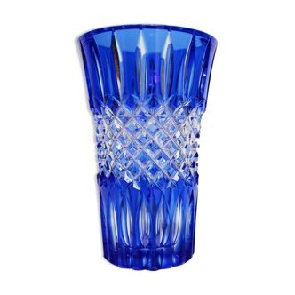 Blue crystal vase