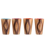 Orangeade service pitcher and 6 ceramic glasses faux wood and wrought iron Vallauris year 50/60