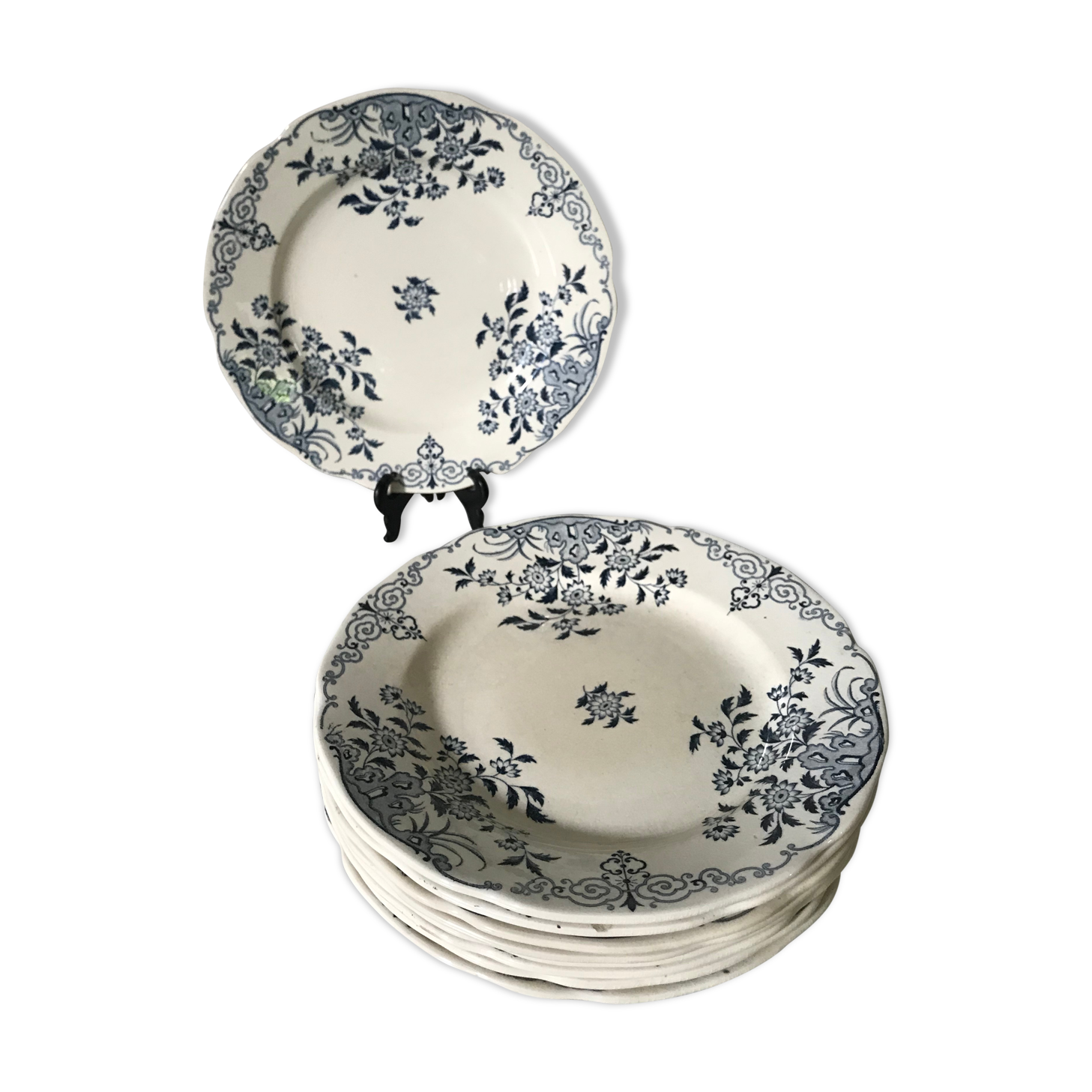 Série de 9 assiettes plates Sarreguemines & Digoin