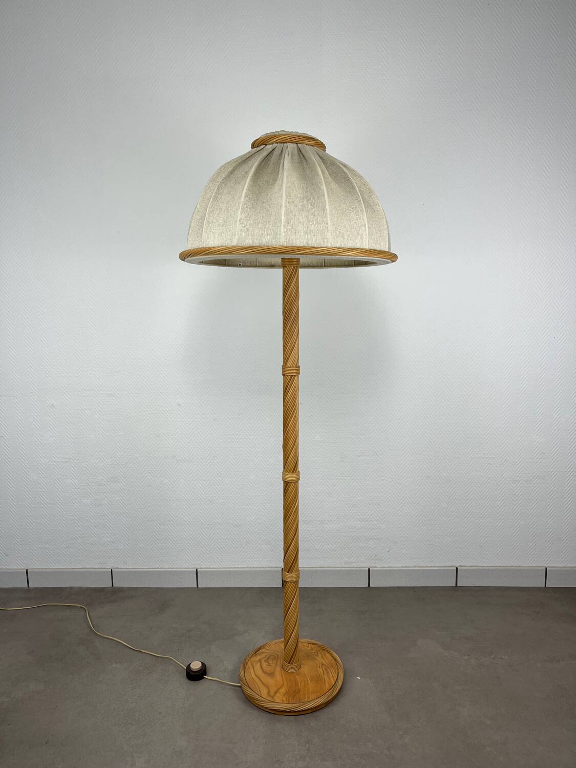 1970s rattan floor lamp